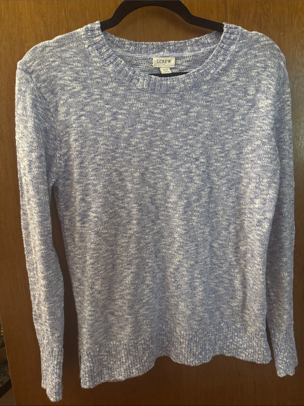 J. Crew Marled Blue & White Scoopneck Sweaters Cotton Blend